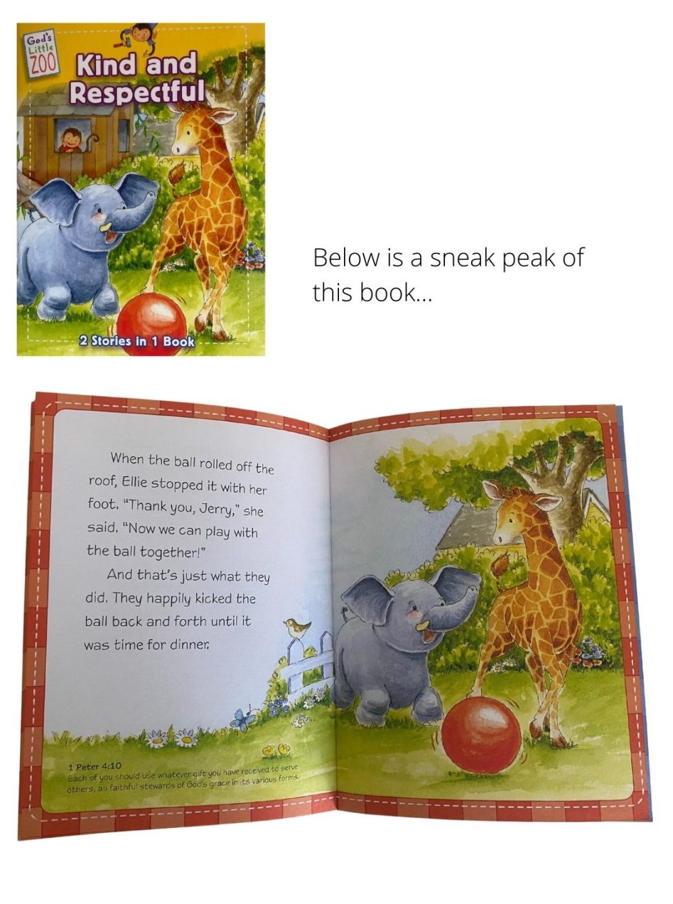 Set of 4 God's Little Zoo books - Kind & Respectful, Polite & Brave, Promise & Sharing, Help & Forgiveness - Image 3