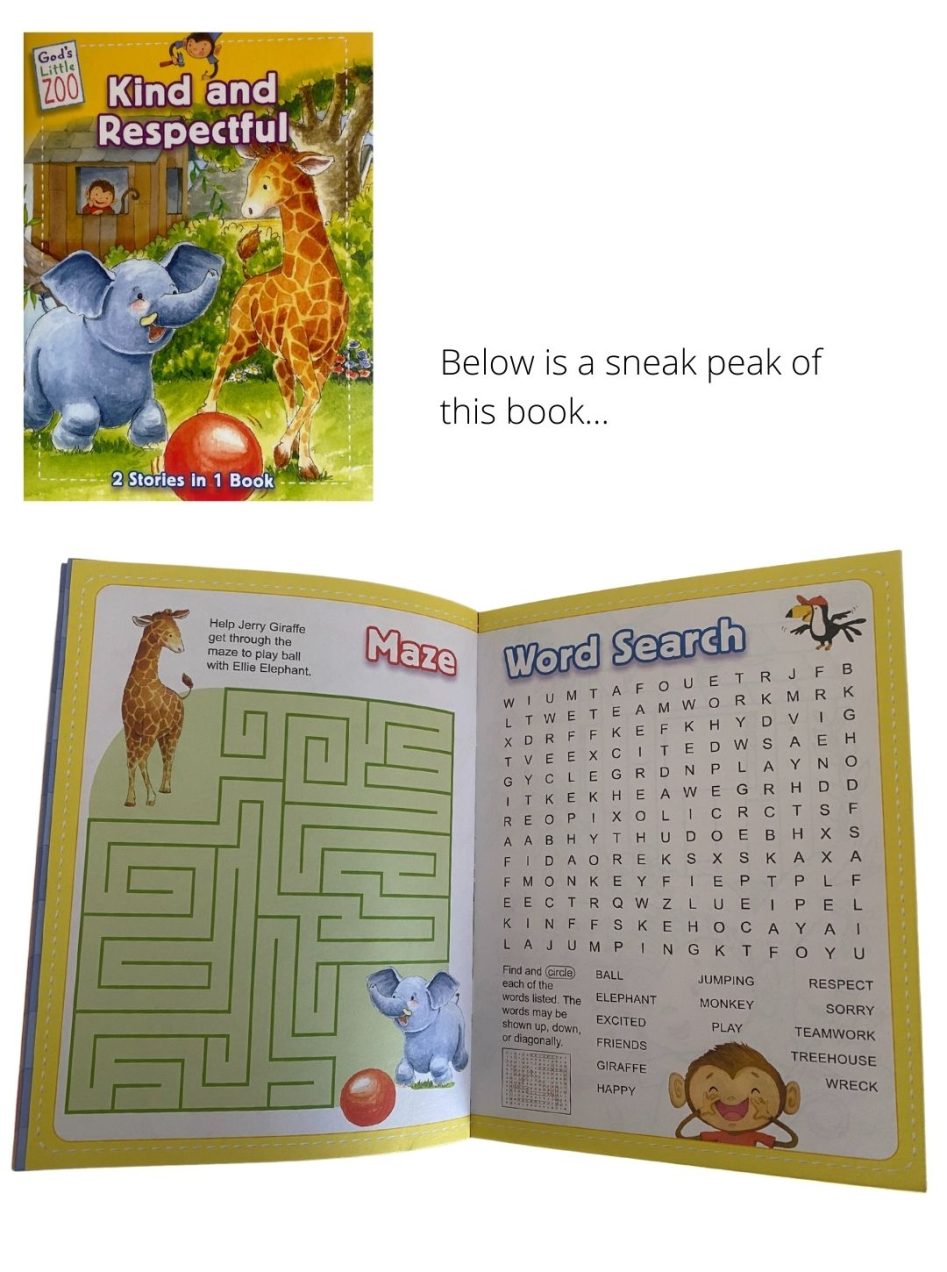 Set of 4 God's Little Zoo books - Kind & Respectful, Polite & Brave, Promise & Sharing, Help & Forgiveness - Image 6