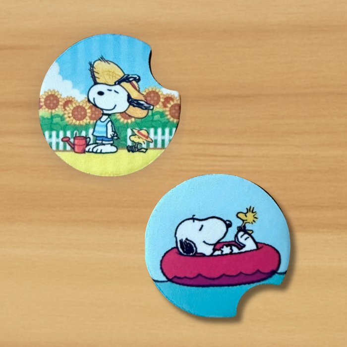 Snoopy Sunflowers & Chill Float Car Coasters