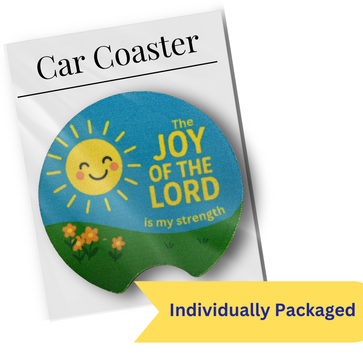 Joy of the Lord 3-Piece Gift Set – Car Coaster, Keychain, and Necklace – Christian Party Favor for Kids - Image 4