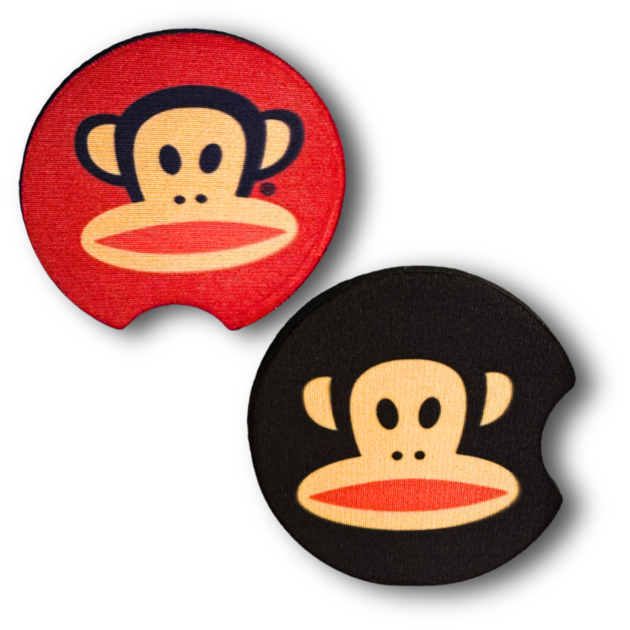 Retro Paul Frank Julius Monkey Car Coasters Set of 2 – Red & Black Cup Holder Accessories