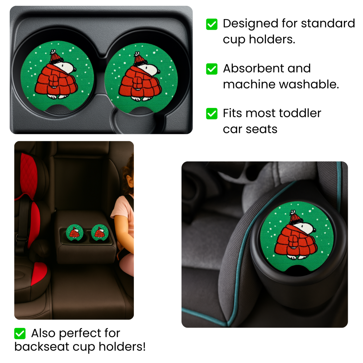 Snoopy Red Puffy Jacket - Car Coasters - Winter time with Snoopy - Image 2