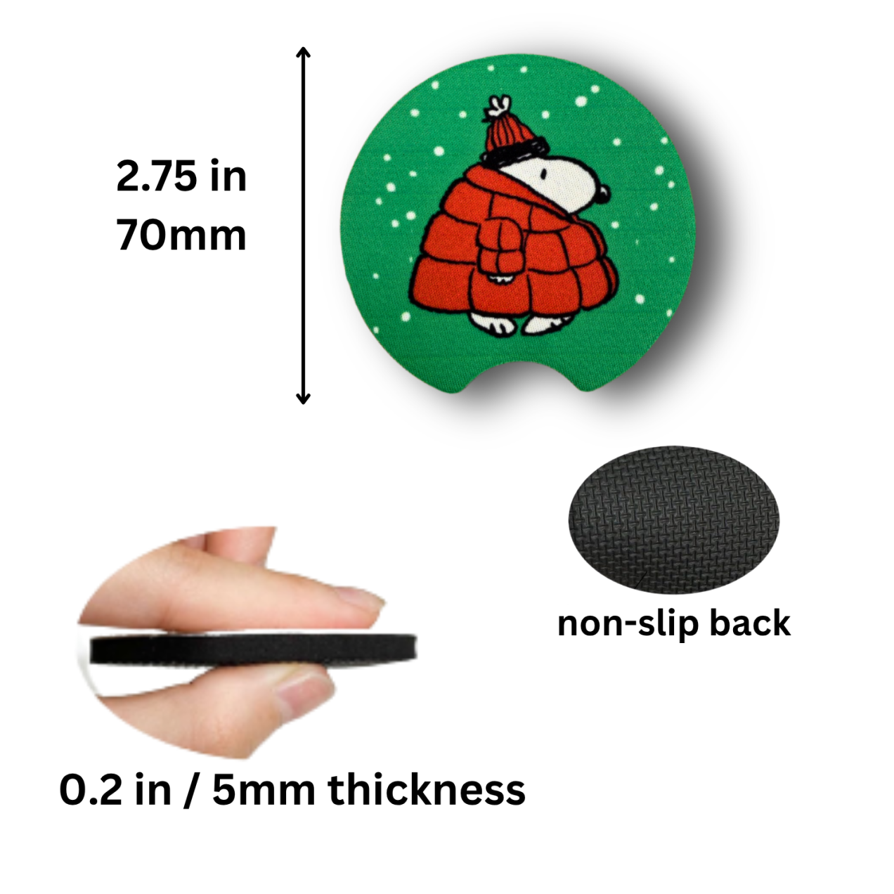 Snoopy Red Puffy Jacket - Car Coasters - Winter time with Snoopy - Image 3