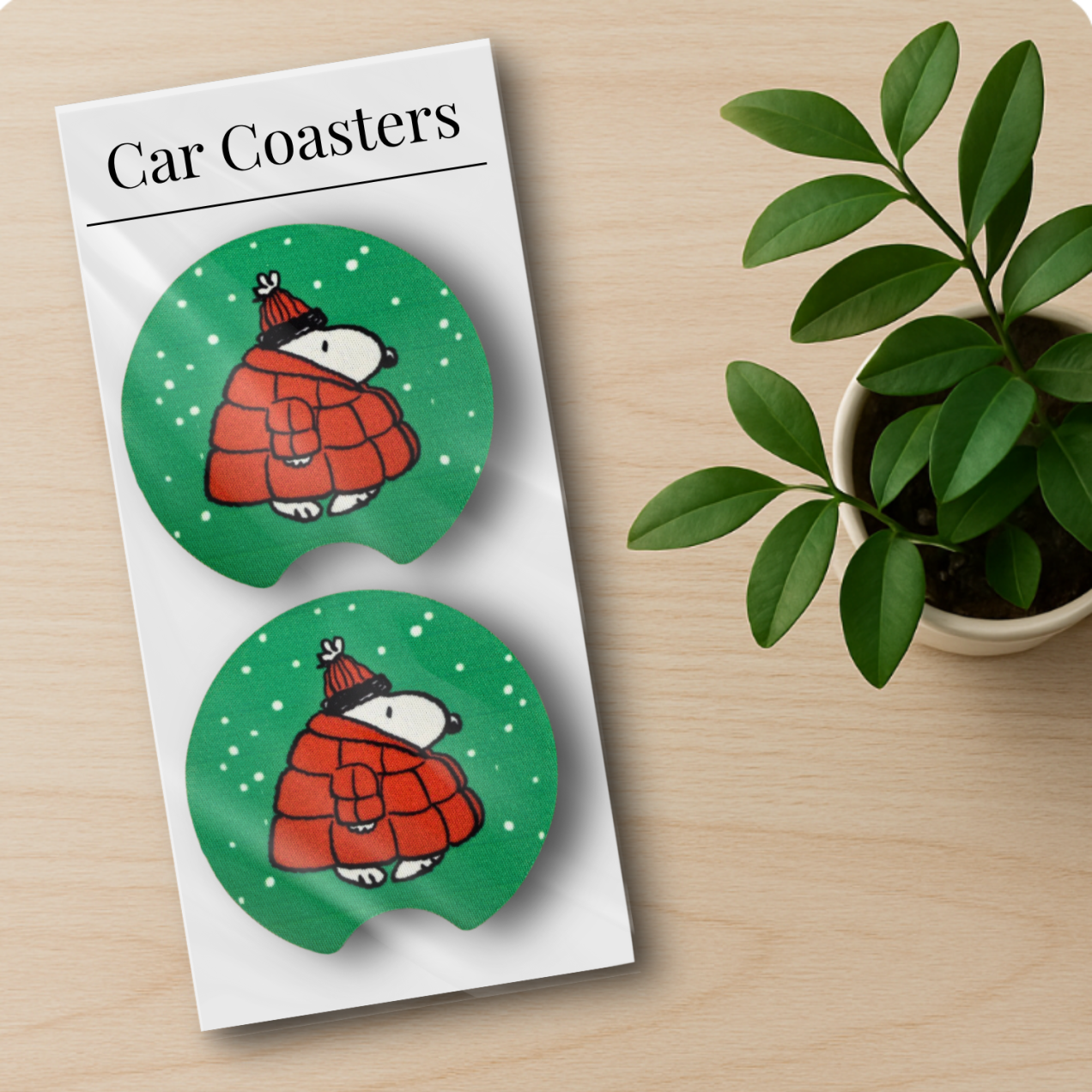 Snoopy Red Puffy Jacket - Car Coasters - Winter time with Snoopy - Image 4