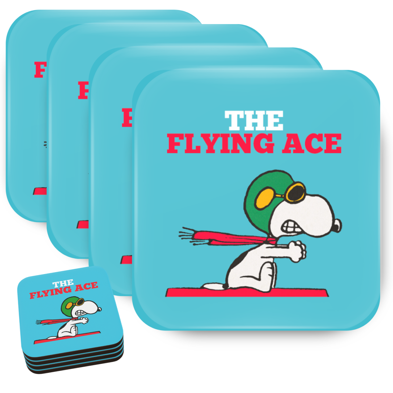 Snoopy Red Baron Drink Coasters – Flying Ace- set of 4