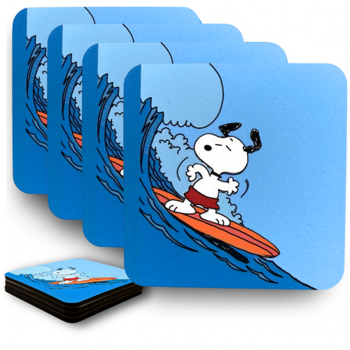The Snoopy Surfs Up Drink Coasters – set of 4